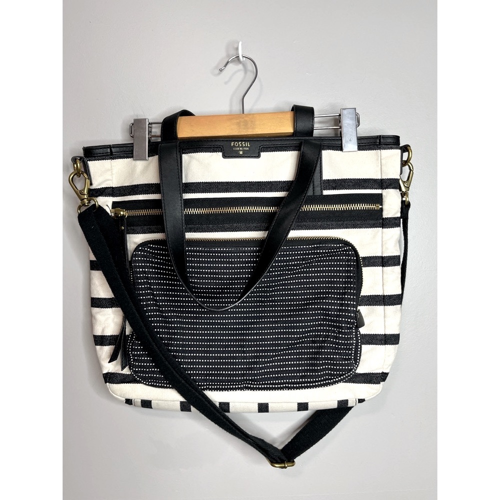 Fossil Large Striped Canvas Tote Bag